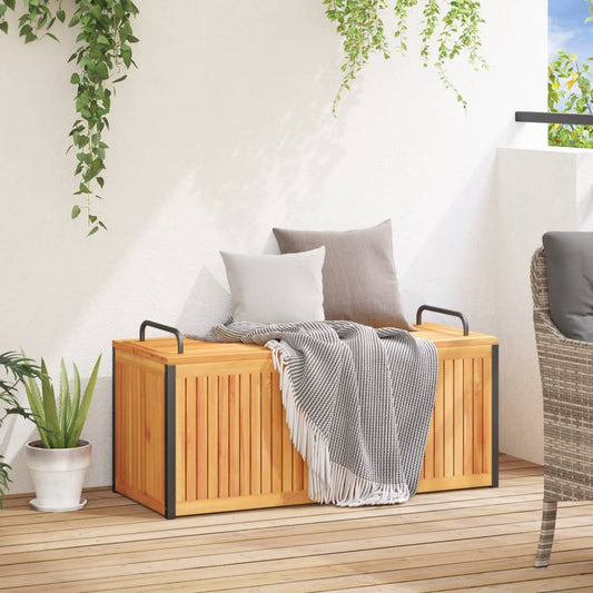 HKH Caixa Almofadões De Exterior 110x45x42/53 Cm Acácia Maciça/aço - Marrom