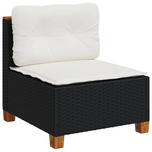 HKH 4 Pcs Conjunto de Sofás para Jardim C/ Almofadões Vime Pe - Preto