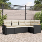 HKH 5 Pcs Conjunto Sofás de Jardim com Almofadões Vime Pe - Preto