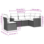 HKH 5 Pcs Conjunto Sofás de Jardim com Almofadões Vime Pe - Preto