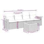 HKH 5 Pcs Conjunto Sofás de Jardim C/ Almofadões Vime Pe - Cinzento