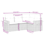HKH 4 Pcs Conjunto Sofás de Jardim C/ Almofadões Vime Pe - Cinzento