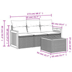 HKH 4 Pcs Conjunto de Sofás para Jardim C/ Almofadões Vime Pe - Preto