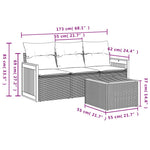 HKH 4 Pcs Conjunto de Sofás para Jardim C/ Almofadões Vime Pe - Preto
