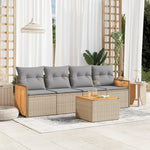 HKH 5 Pcs Conjunto de Sofás P/ Jardim com Almofadões Vime Pe - Bege