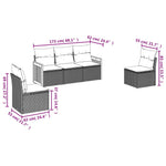 HKH 5 Pcs Conjunto Sofás de Jardim com Almofadões Vime Pe - Preto