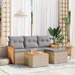 HKH 5 Pcs Conjunto de Sofás P/ Jardim com Almofadões Vime Pe - Bege
