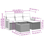 HKH 5 Pcs Conjunto Sofás de Jardim C/ Almofadões Vime Pe - Cinzento