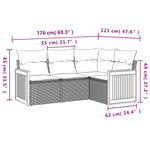 HKH 4 Pcs Conjunto de Sofás para Jardim C/ Almofadões Vime Pe - Preto