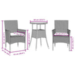 HKH 12 Pcs Conjunto Lounge de Jardim C/ Almofadões Vime Pe Cinzento - Cinzeto