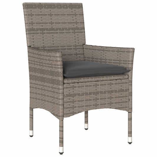 HKH 3 Pcs Conjunto de Bistrô com Almofadões Vime Pe/vidro Cinza - Cinzento