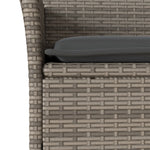 HKH 3 Pcs Conjunto de Bistrô com Almofadões Vime Pe/vidro Cinza - Cinzento