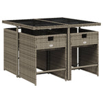 HKH 5 Pcs Conjunto de Jantar P/ Jardim C/ Almofadões Vime Pe Cinza - Cinzento