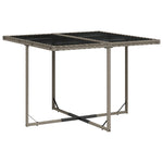 HKH 5 Pcs Conjunto de Jantar P/ Jardim C/ Almofadões Vime Pe Cinza - Cinzento