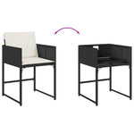 HKH 5 Pcs Conjunto de Jantar P/ Jardim C/ Almofadões Vime Pe - Preto