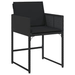 HKH 5 Pcs Conjunto de Jantar P/ Jardim C/ Almofadões Vime Pe - Preto