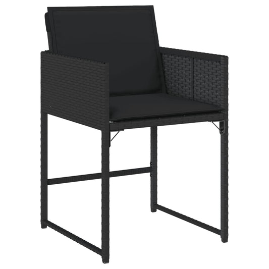 HKH 5 Pcs Conjunto de Jantar P/ Jardim C/ Almofadões Vime Pe - Preto