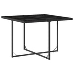 HKH 5 Pcs Conjunto de Jantar P/ Jardim C/ Almofadões Vime Pe - Preto