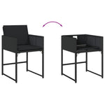 HKH 5 Pcs Conjunto de Jantar P/ Jardim C/ Almofadões Vime Pe - Preto