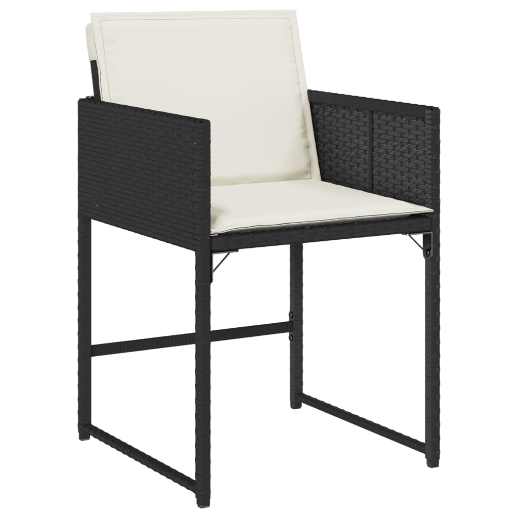 HKH 5 Pcs Conjunto de Jantar P/ Jardim C/ Almofadões Vime Pe - Preto