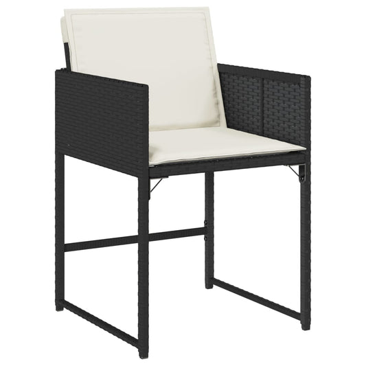 HKH 5 Pcs Conjunto de Jantar P/ Jardim C/ Almofadões Vime Pe - Preto