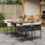 HKH 5 Pcs Conjunto de Jantar P/ Jardim C/ Almofadões Vime Pe - Preto