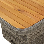 HKH 2 Pcs Conjunto de Jantar P/ Jardim C/ Almofadões Vime Pe Cinza - Cinzento