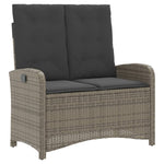 HKH 2 Pcs Conjunto de Jantar P/ Jardim C/ Almofadões Vime Pe Cinza - Cinzento
