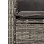 HKH 2 Pcs Conjunto de Jantar P/ Jardim C/ Almofadões Vime Pe Cinza - Cinzento