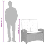 HKH 2 Pcs Conjunto de Jantar P/ Jardim C/ Almofadões Vime Pe Cinza - Cinzento