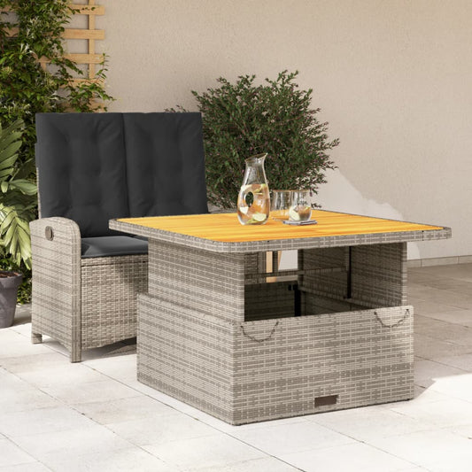 HKH 2 Pcs Conjunto de Jantar P/ Jardim C/ Almofadões Vime Pe Cinza - Cinzento