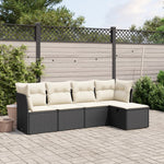 HKH 5 Pcs Conjunto Sofás de Jardim com Almofadões Vime Pe - Preto