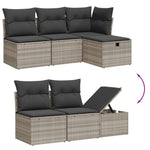 HKH 5 Pcs Conj. Sofás Jardim C/ Almofadões Vime Pe -claro - Cinzento