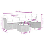 HKH 6 Pcs Conjunto Sofás de Jardim C/ Almofadões Vime Pe - Preto