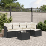 HKH 6 Pcs Conjunto Sofás de Jardim C/ Almofadões Vime Pe - Preto