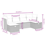 HKH 6 Pcs Conjunto Sofás de Jardim C/ Almofadões Vime Pe - Preto