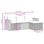 HKH 4 Pcs Conjunto de Sofás para Jardim C/ Almofadões Vime Pe - Preto