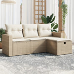 HKH 4 Pcs Conjunto de Sofás para Jardim C/ Almofadões Vime Pe - Bege
