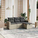 HKH 4 Pcs Conj. Sofás Jardim C/ Almofadões Vime Pe -claro - Cinzento