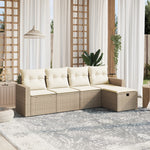 HKH 5 Pcs Conjunto de Sofás P/ Jardim com Almofadões Vime Pe - Bege