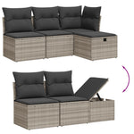 HKH 5 Pcs Conj. Sofás Jardim C/ Almofadões Vime Pe -claro - Cinzento