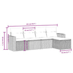 HKH 5 Pcs Conj. Sofás Jardim C/ Almofadões Vime Pe -claro - Cinzento