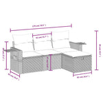 HKH 4 Pcs Conjunto Sofás de Jardim C/ Almofadões Vime Pe - Cinzento