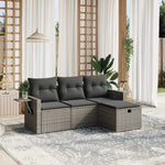 HKH 4 Pcs Conjunto Sofás de Jardim C/ Almofadões Vime Pe - Cinzento
