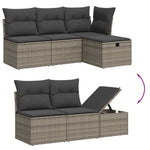 HKH 5 Pcs Conjunto Sofás de Jardim C/ Almofadões Vime Pe - Cinzento