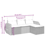 HKH 4 Pcs Conjunto Sofás de Jardim C/ Almofadões Vime Pe - Cinzento