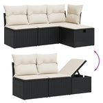 HKH 5 Pcs Conjunto Sofás de Jardim com Almofadões Vime Pe - Preto