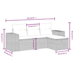 HKH 4 Pcs Conjunto de Sofás para Jardim C/ Almofadões Vime Pe - Preto