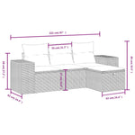 HKH 4 Pcs Conjunto Sofás de Jardim C/ Almofadões Vime Pe - Cinzento