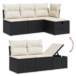 HKH 6 Pcs Conjunto Sofás de Jardim C/ Almofadões Vime Pe - Preto